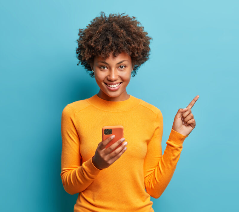 Horizontal,Shot,Of,Happy,Dark,Skinned,Afro,American,Woman,Enjoys